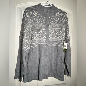 Woman’s Sears Nordic Pattern Button up Cardigan - Light Gray